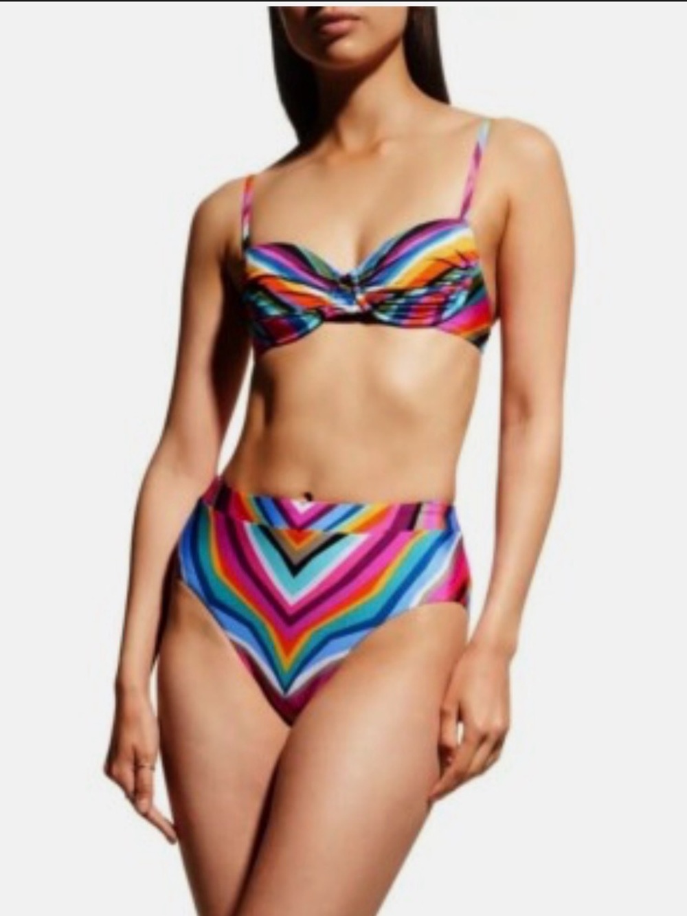 Trina Turk bikini set with high waisted bottoms and underwire top